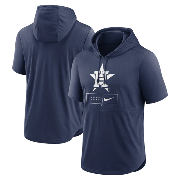 Men's Navy Houston Astros Short Sleeve Pullover Hoodie